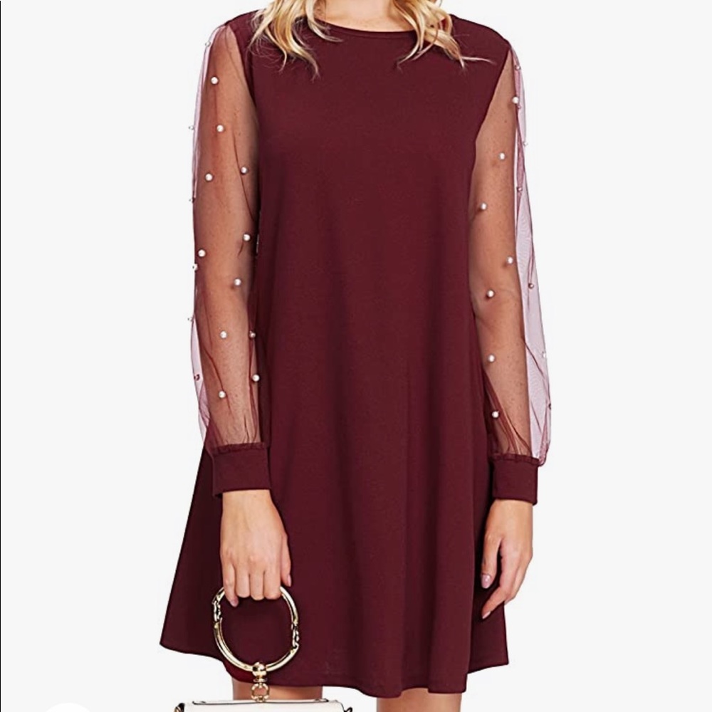 Long sleeve burgundy dress